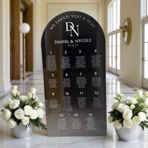 Extra Tall Wedding Seating Chart & Welcome Sign: Raised Acrylic Lettering