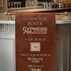 Custom Leather Bar Sign | Wedding Drink Menu | Cocktail Display Sign - Etsy