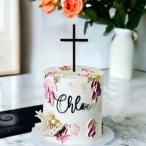 Cross Cake topper and Name Charm, Religious event, Confirmation, Baptism, First Holy Communion