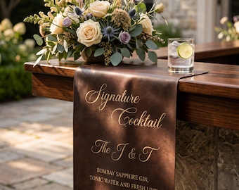 Custom Leather Bar Sign | Wedding Drink Menu | Cocktail Display Sign