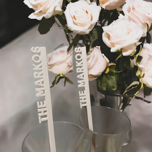 Personalized Stir Sticks | Wedding Drink Stirrers | Engagement Party Decor | Custom Acrylic Stir Sticks | Wedding Cocktail Stirrers