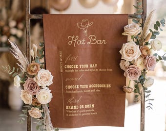 Custom Leather Bar Sign | Wedding Drink Menu | Cocktail Display Sign