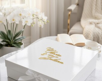 Personalized Magnetic Gift Box | XL 19x16x6 Keepsake | Bridesmaid Proposal, Groomsmen, Wedding & Corporate Packaging