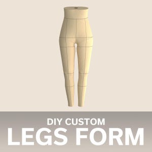 May include: DIY custom legs form for sewing and dressmaking. The form is made of beige fabric and has a grid pattern for measuring and marking.