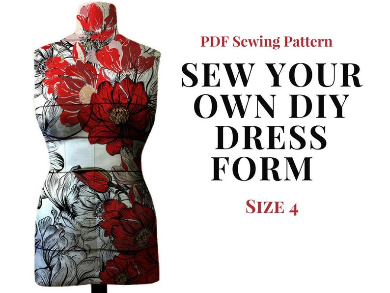 DIY Dress Form Sewing Pattern (PDF) - Mannequin Size 4 (bra Cups B, C ...