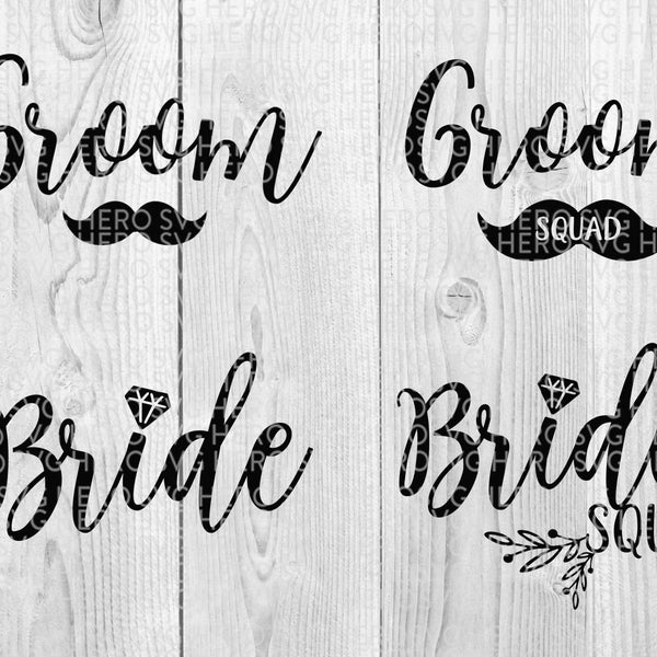Bride squad svg bundle, Groom squad svg bundle, wedding svg bundle, instant download svg file, png, dxf