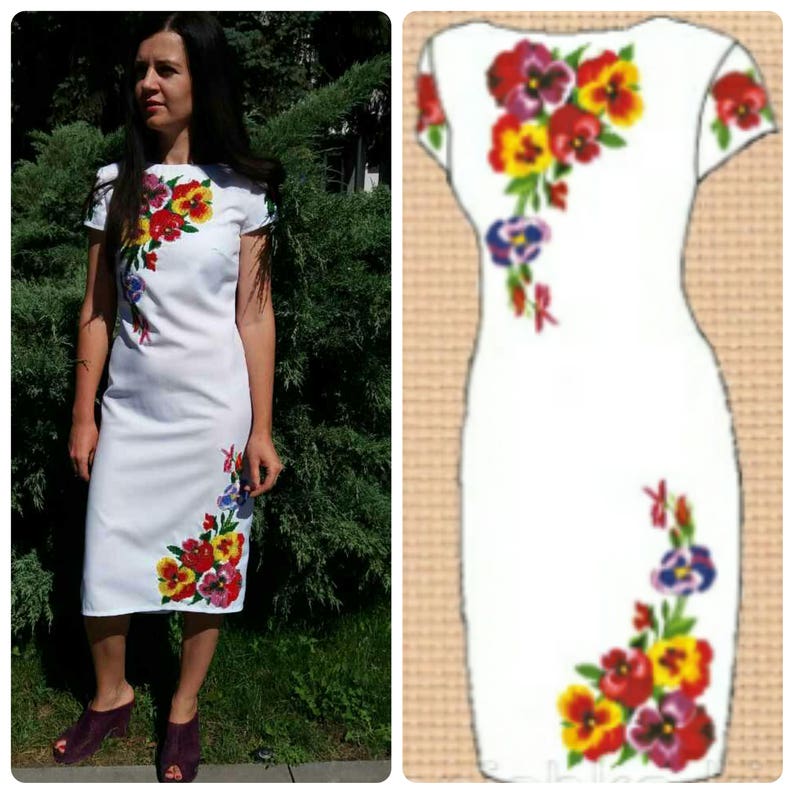 Ukrainian embroidered dress Vyshyvanka Ukraine embroidery Beaded dress Embroidered dress Ukraine clothes Colorful bead dress