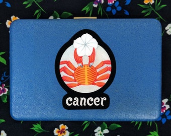 Cancer the Crab Zodiac Sticker with Hand Lettering | Waterproof Vinyl Die-Cut