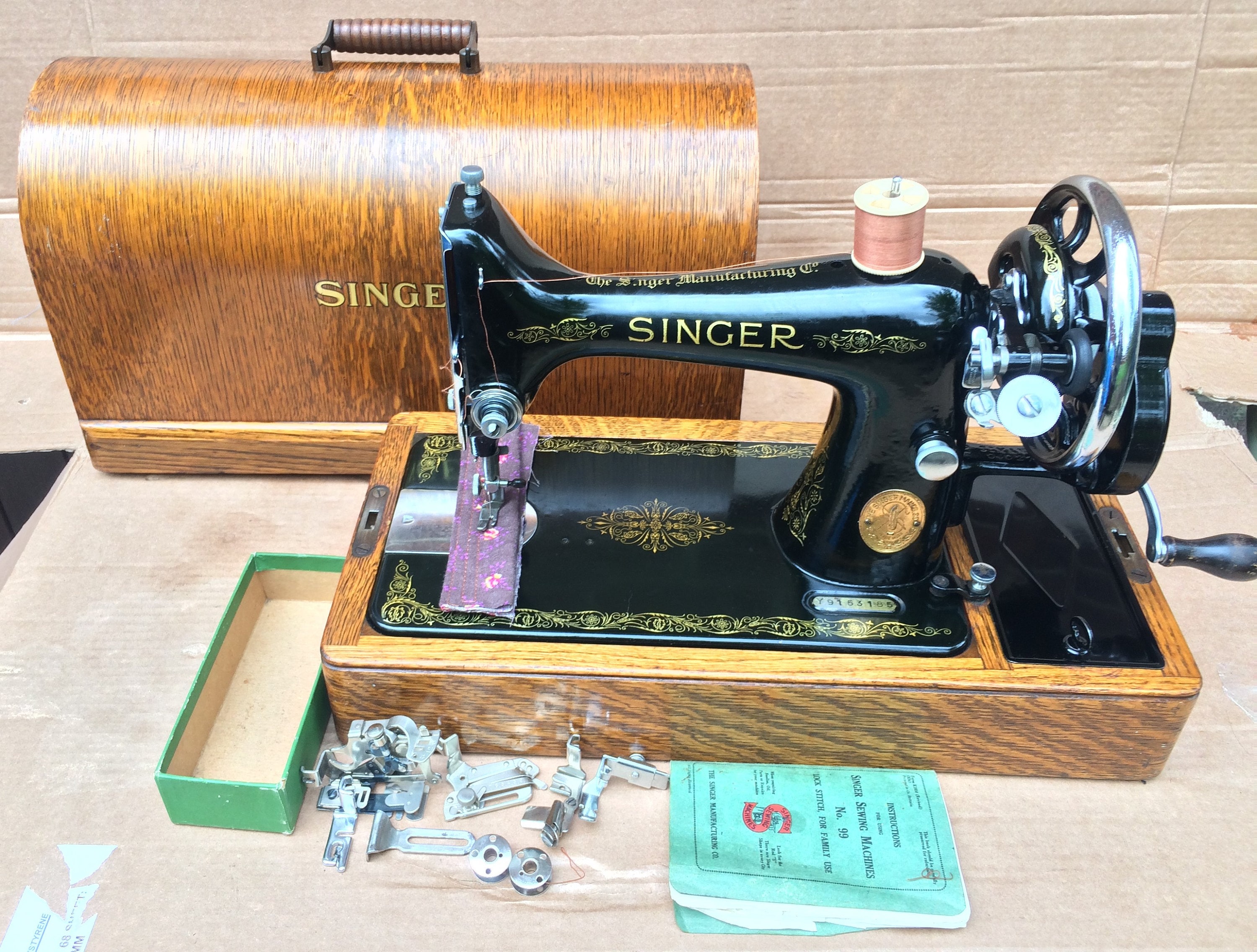 Vintage Singer 99 99K hand crank sewing machine Old hand Etsy