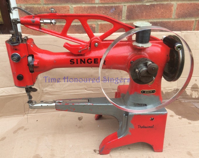 Red Singer 29K71 Cylinder Arm Heavy Duty Leather Patcher Hand Crank