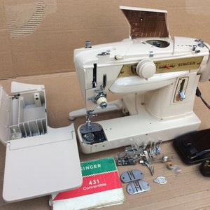 Singer 431G  Slant -O-Matic Convertible Free Arm Freehand Embroidery sewing machine with multi-decorative inbuilt stitches