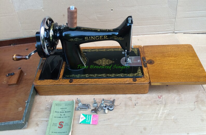 Beautiful Vintage Singer 99 99K Hand Crank Sewing Machine Etsy