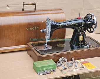 Máquina de coser Singer 15, 15K Vintage con alimentación por caída