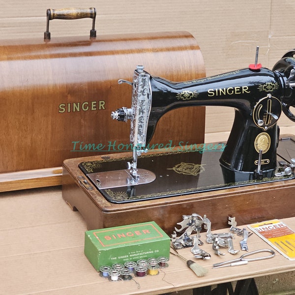 Singer 15, 15K Vintage sewing machine with drop feed