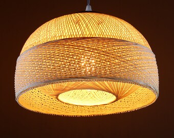 wicker pendant light etsy