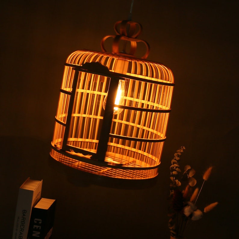 Artistic Home Decoration Ceiling Light Southeast Bamboo Pendant Lighting Country Rustic Ceiling Arturest Creative Bird Cage Lamp Shade