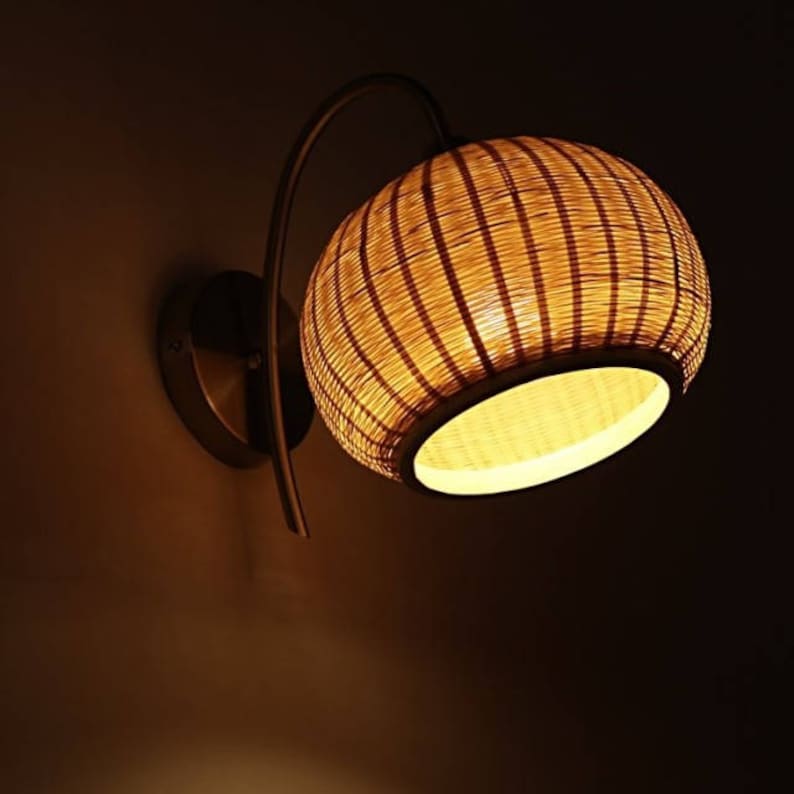Arturest Rattan Lamp Shade Handmade Rattan Wall Lights Etsy