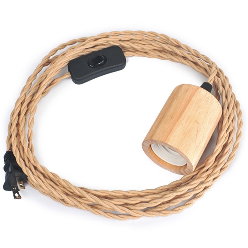 Arturest Wood Pendant Light Cord Kit With Switchvintage Plug Etsy