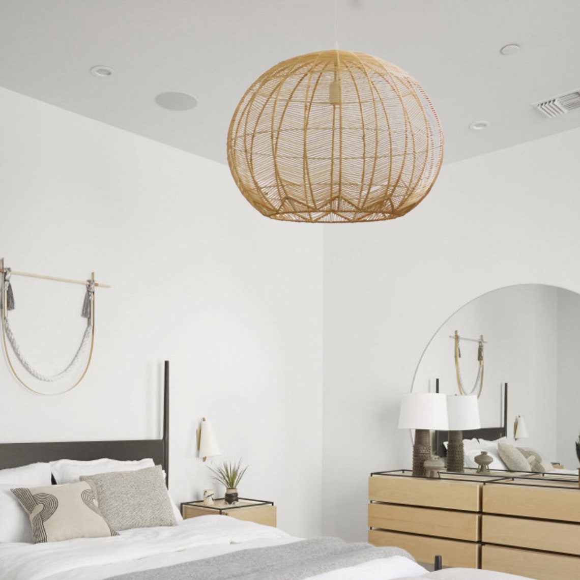 Paralume In Rattan Naturale Per Lampadari Sospesi - Stile Rustico Per Casa, Hotel - Foto 14