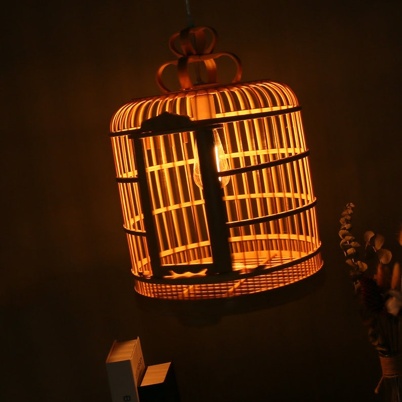 Artistic Home Decoration Ceiling Light Southeast Bamboo Pendant Lighting Country Rustic Ceiling Arturest Creative Bird Cage Lamp Shade