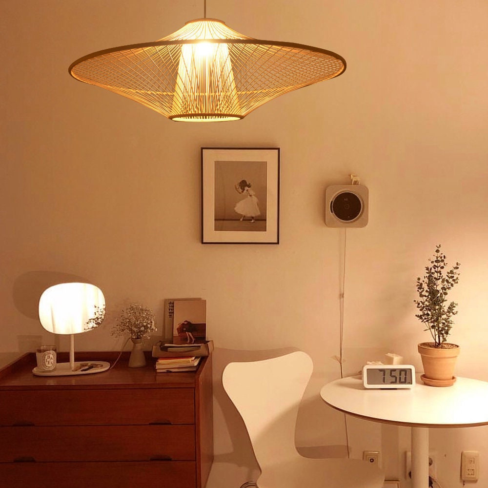 Arturest Japanese Handicraft Ceiling Light,Mid-century Handmade Bambo…