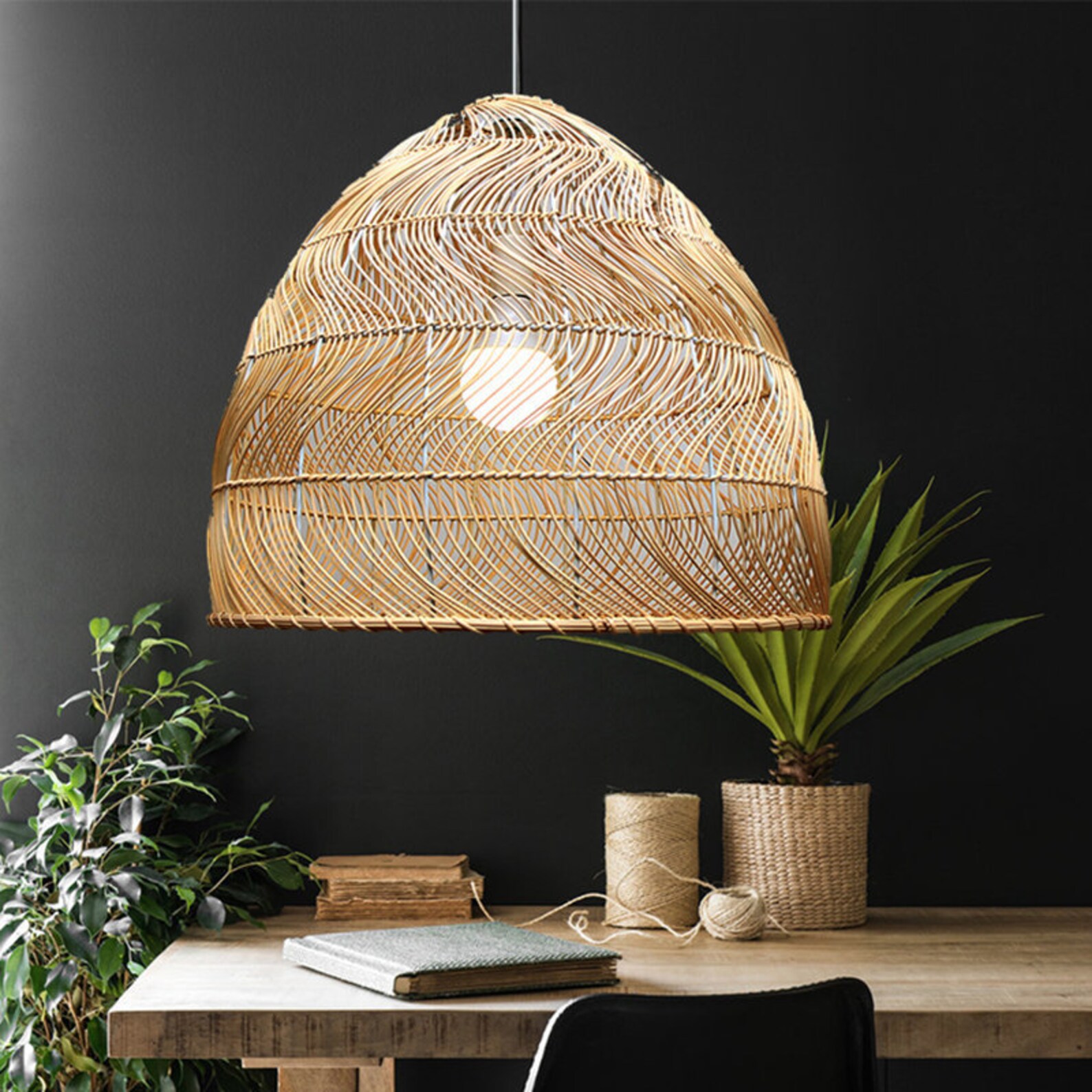 Lampada in rattan artigianale arturest luce pendente per Etsy