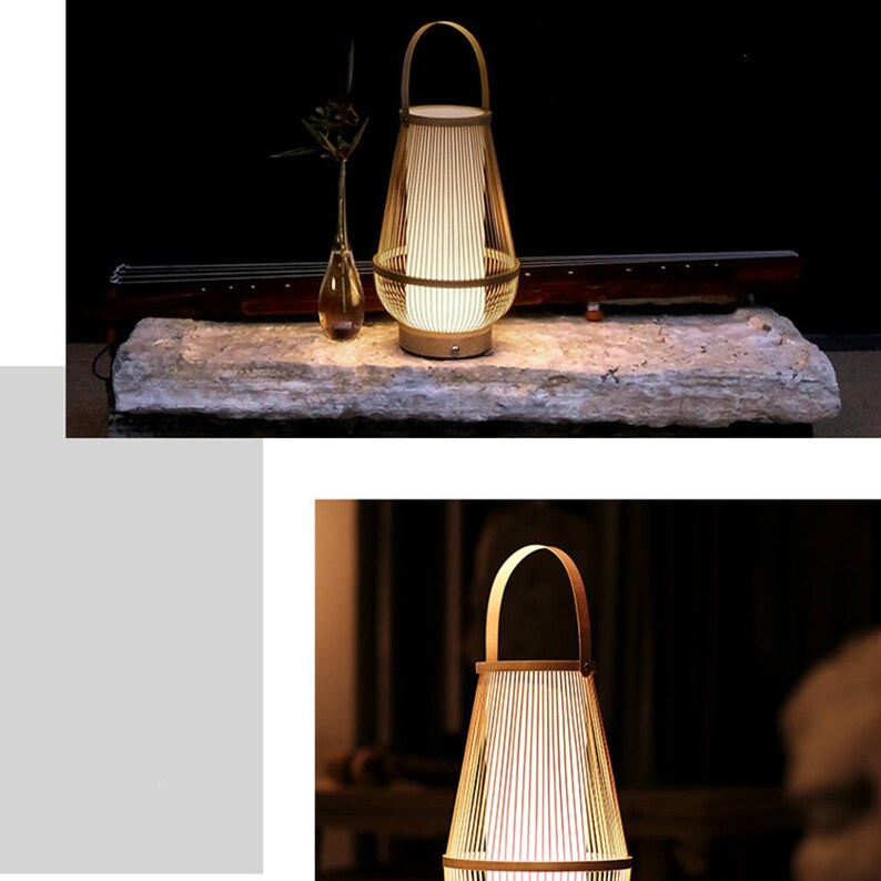 Arturest Rustic Desk Lamp Bamboo Craft Table Light Etsy