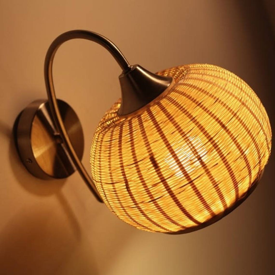 Arturest Rattan Lamp Shade Handmade Rattan Wall Lights Etsy