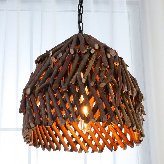 Arturest Shabby Chic Vintage Wood Pendant Rustic Wooden Home Etsy