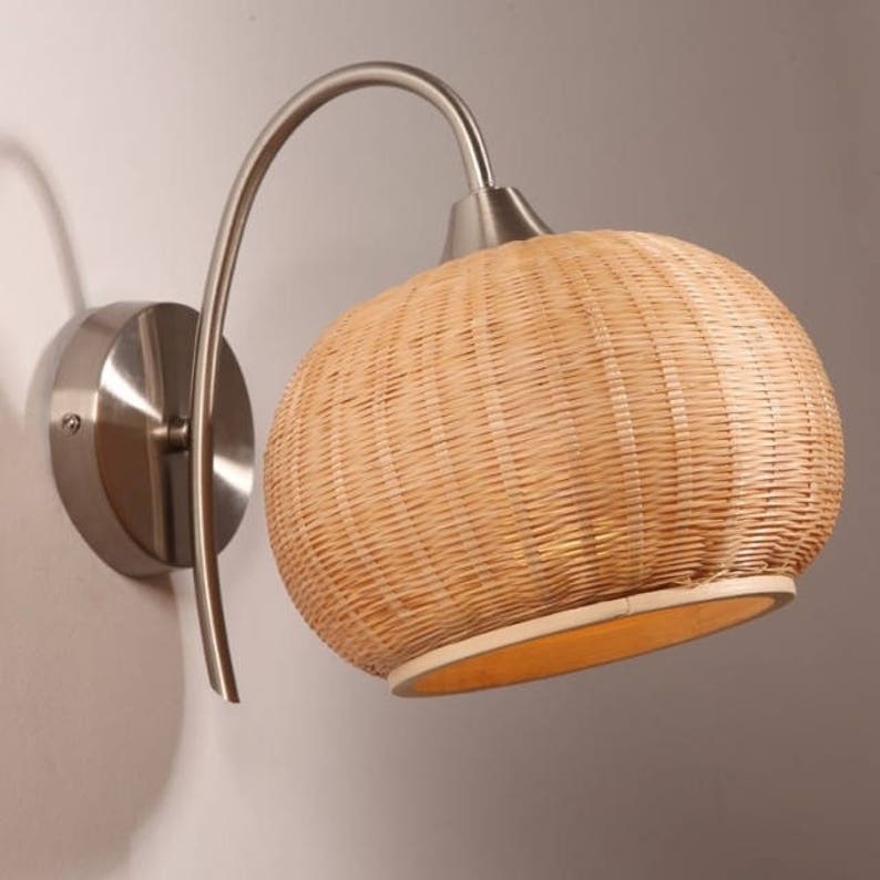 Rotin Arturest Lampe Ombre Rotin à La Main Appliques Créatif Etsy