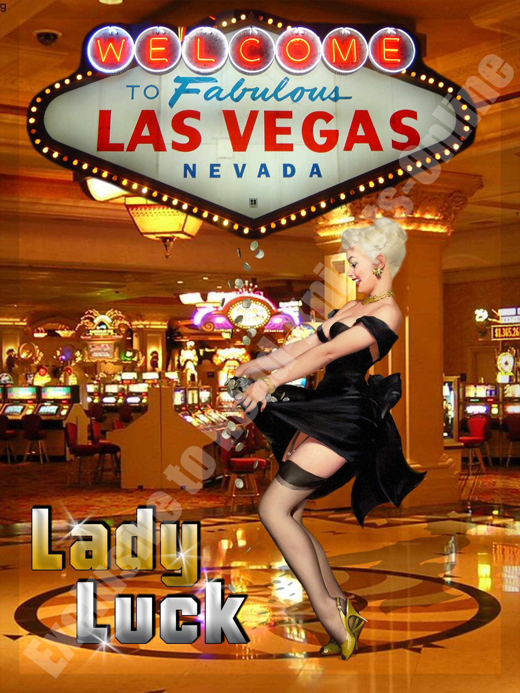 Lady Luck Las Vegas Casino Pin-Up Girl Gambling Small | Etsy