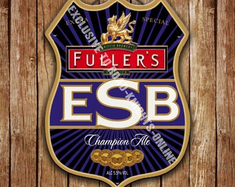 Fuller's ESB Ale Beer Advertising Bar Old Pub Pump Badge Shield Metal/Steel Wall Sign