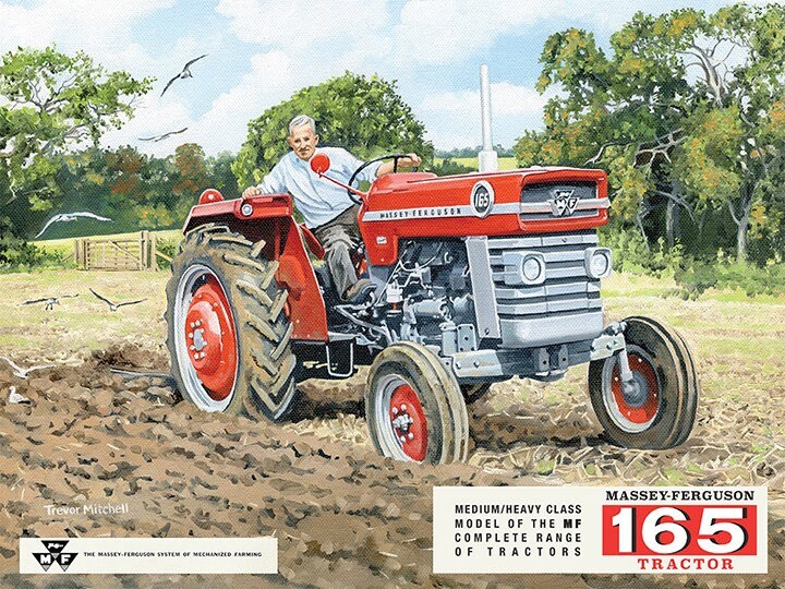 Massey Ferguson 165 Tractor Red Farmer Ploughing Field Etsy