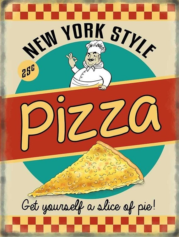 New York Style Pizza 50 S Diner Kitchen Cafe Food Retro Etsy