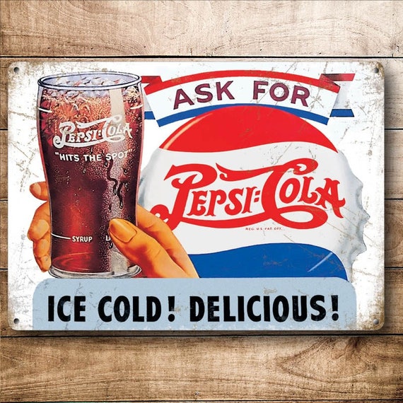 Pepsi Cola Classic Drink Advertising Cafe Diner Pub Bar Small Metal Tin Sign