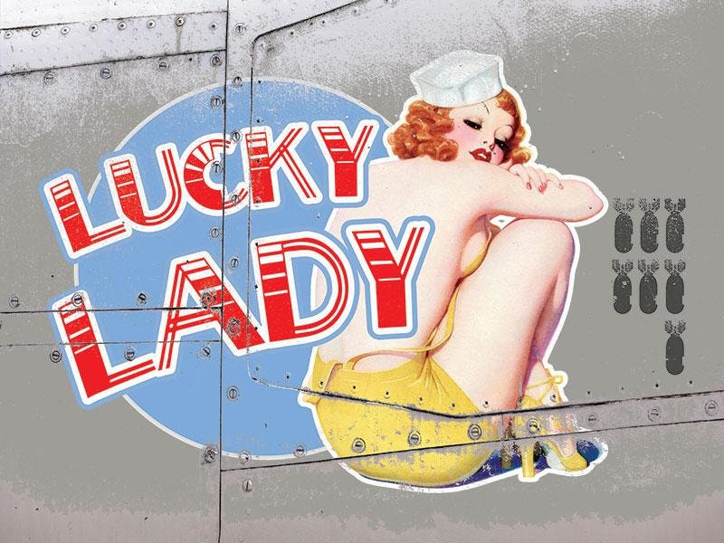 Lucky Lady Vintage War Plane Nose Cone Art Metallic Large Etsy UK