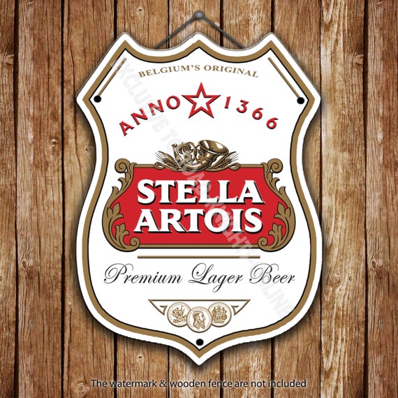Stella Artois Beer Advertising Bar Old Pub Pump Badge Shield Metal Steel Wall Sign