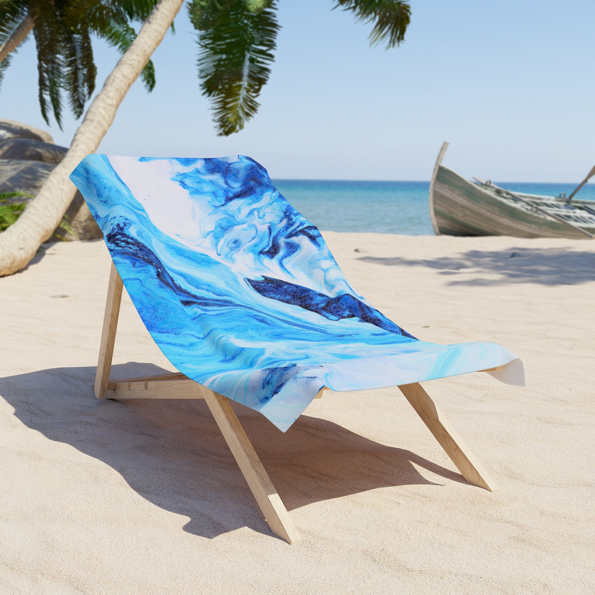 Swirling Blue Waves Beach Towel: Oversized, Quick Drying - Etsy