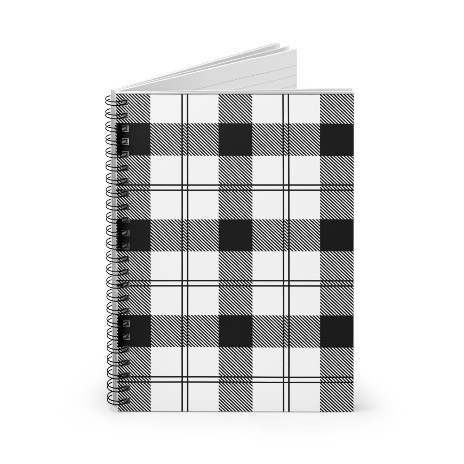 Black and White Checked Spiral Notebook - Ruled Line - Etsy