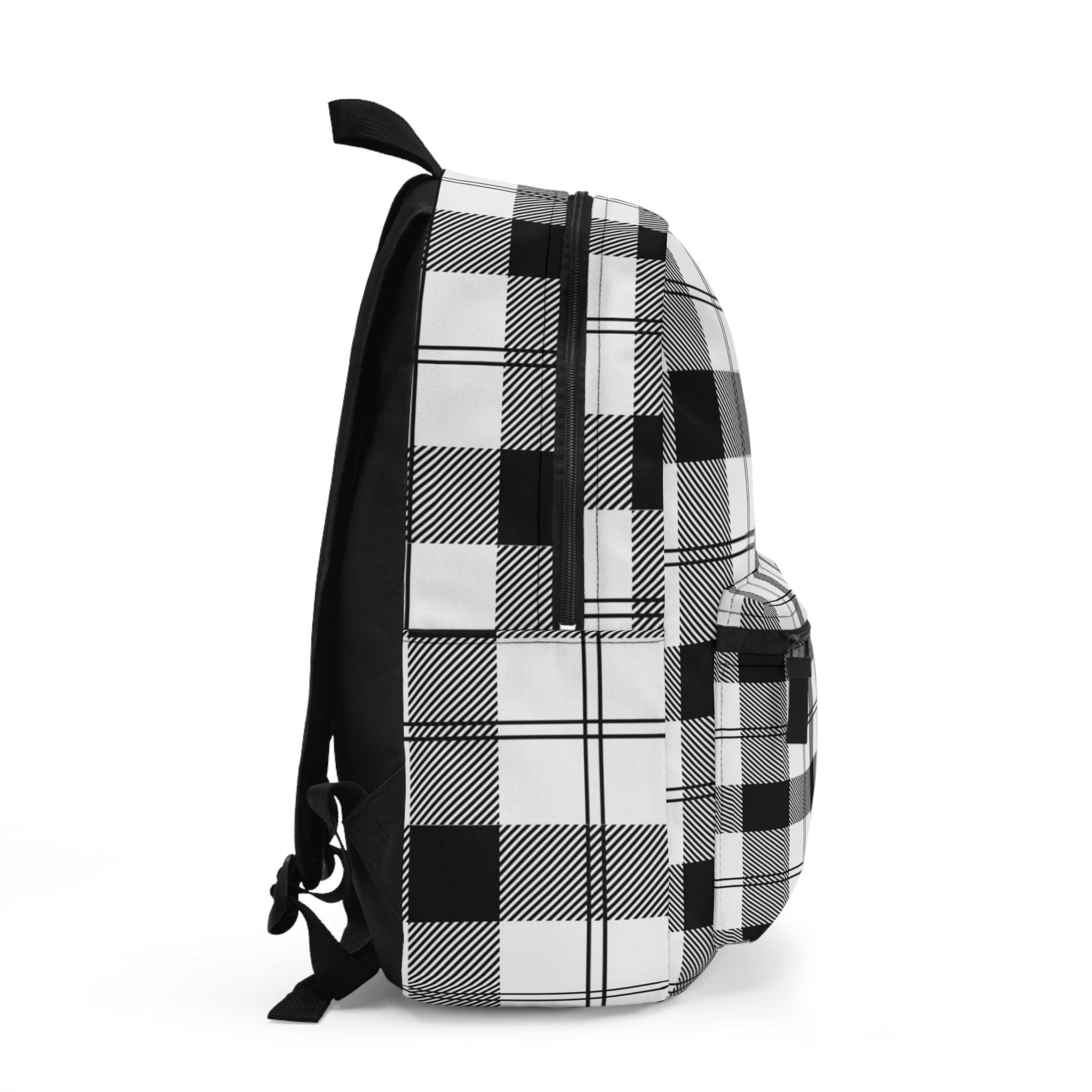 Black and White Plaid Backpack Back to School - Etsy display picture 1