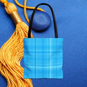 Tote Sommer Geldbörse Robusten Carryall Tasche Blau kariert Ganzjahres-Design Carryall Purse Canvas Abschlussfeier, Geburtstag, Geschenk für besondere Anlässe