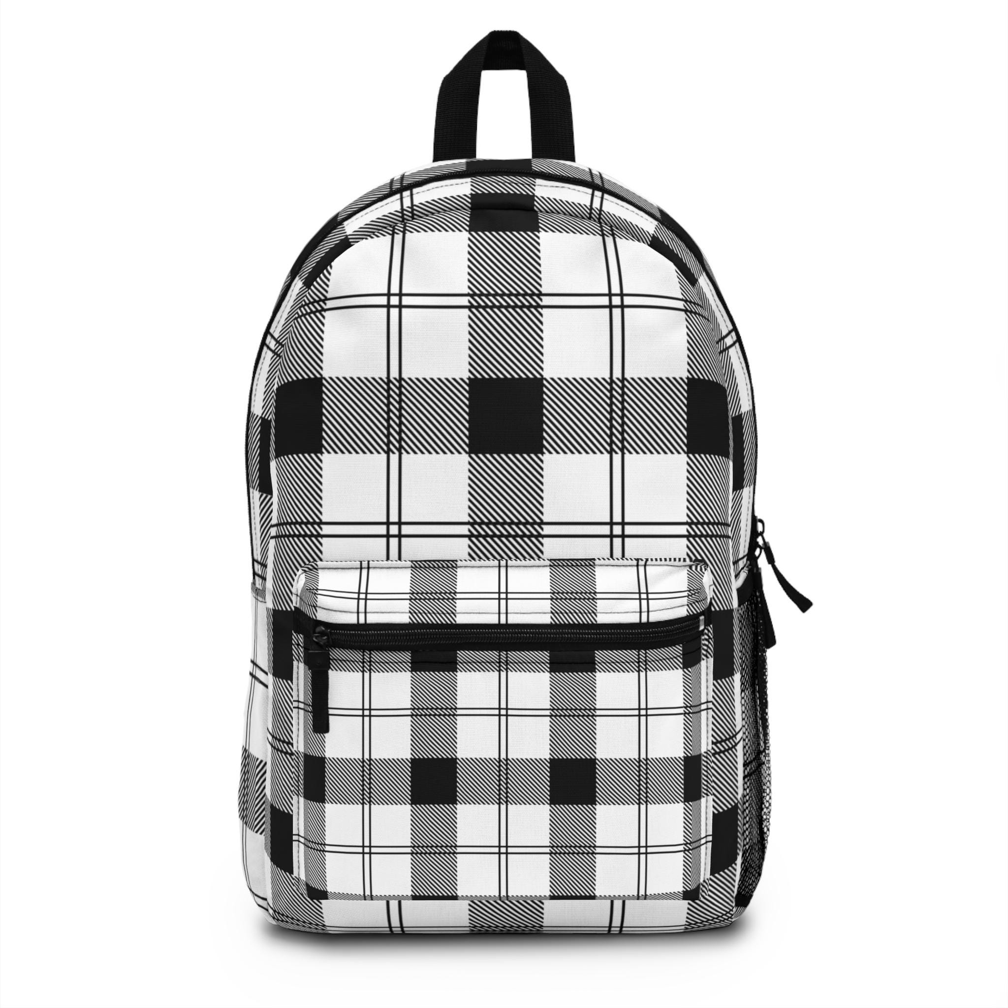 B’s ? Black & Beige Plaid Women\'s Backpack - Shop Stylish Plaid Backpacks for School Travel and Daily Use main image 2