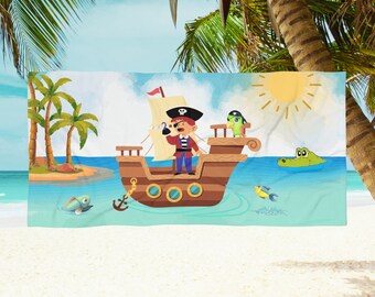 Kids Pirate Ship Beach Towel: Quick Drying Ocean Theme