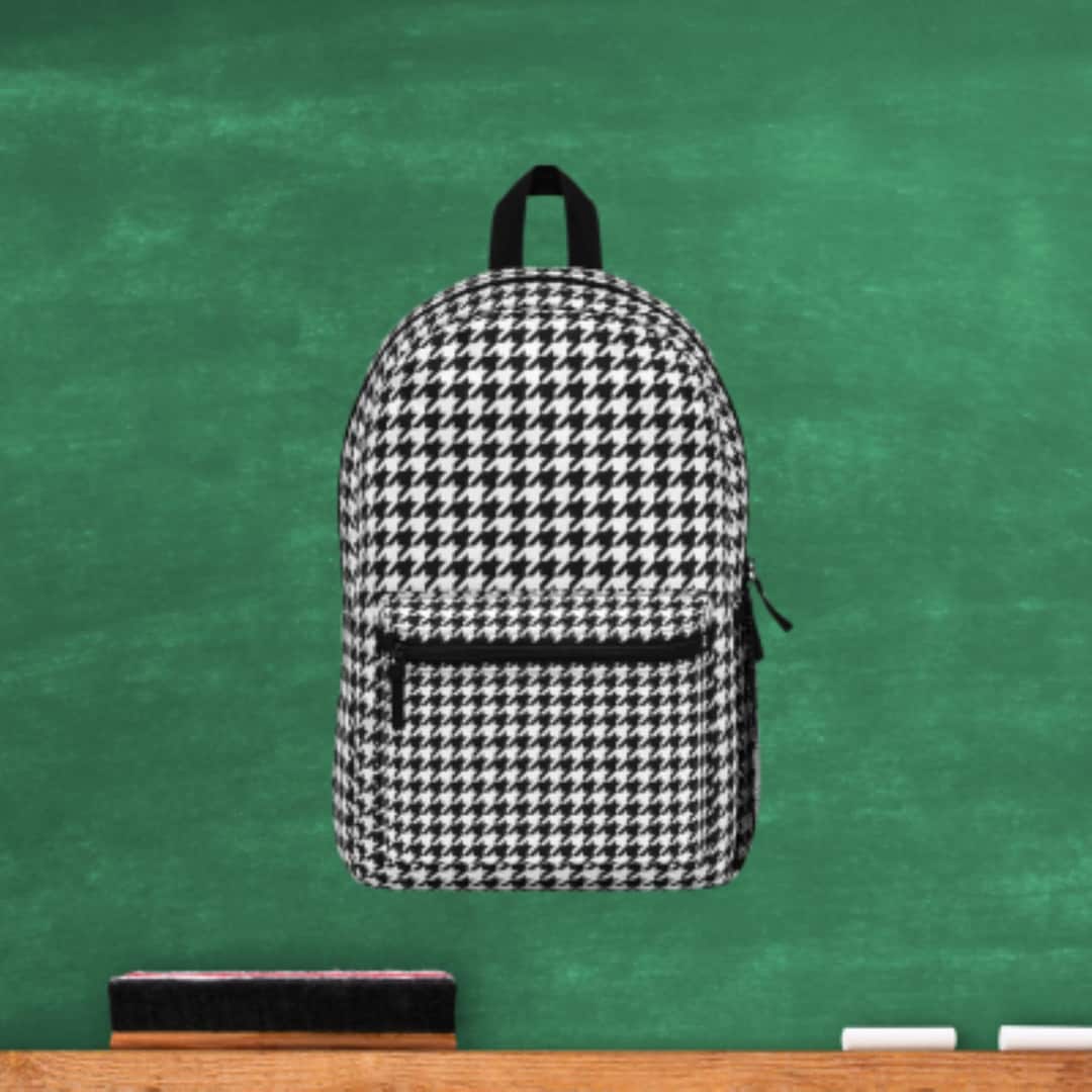 黒と白の千鳥格子柄バックパック 新学期 オールドスクール - Etsy 日本