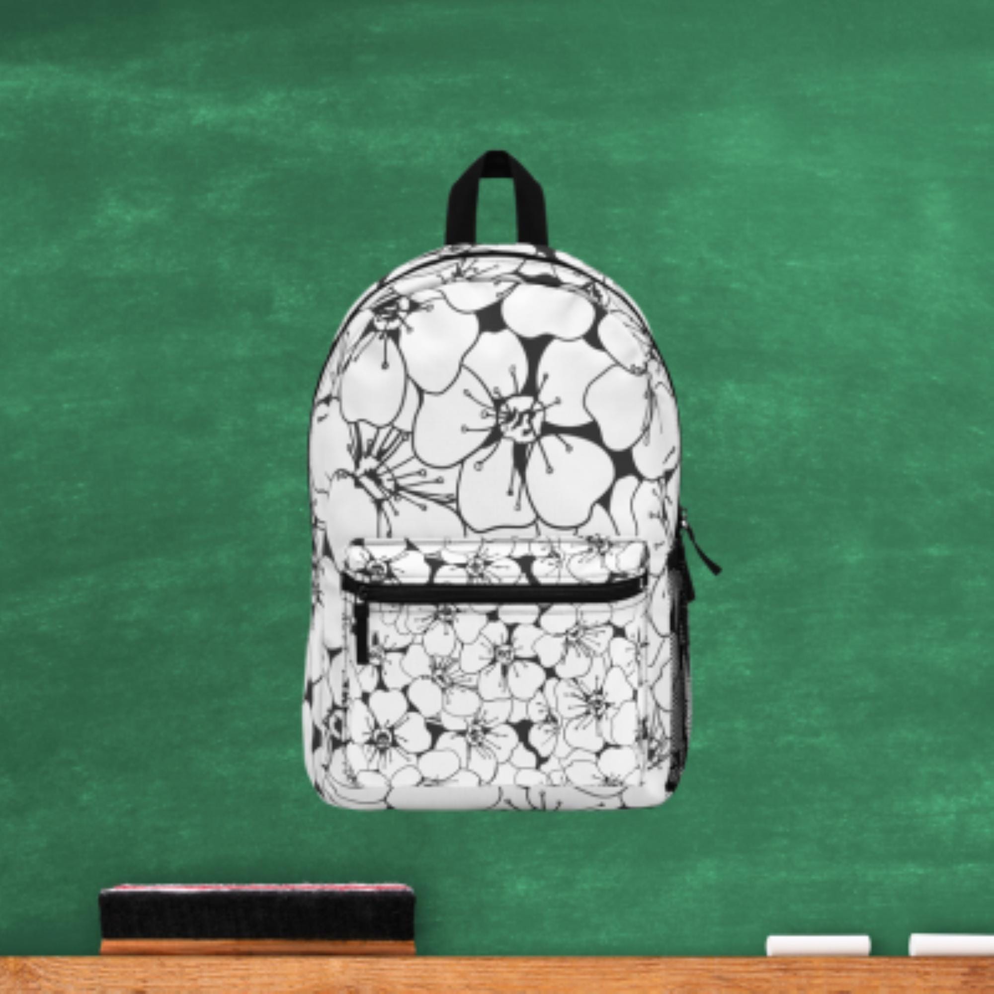Black and White Flowers Backpack Back to School - Etsy display picture 1