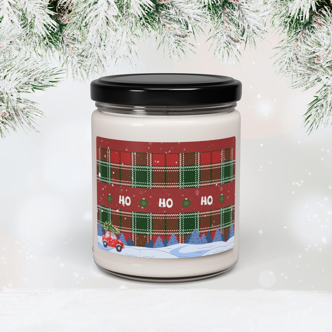 Christmas CANDLE Inspirational Saying Scented Soy Candle, 9oz It's Ho