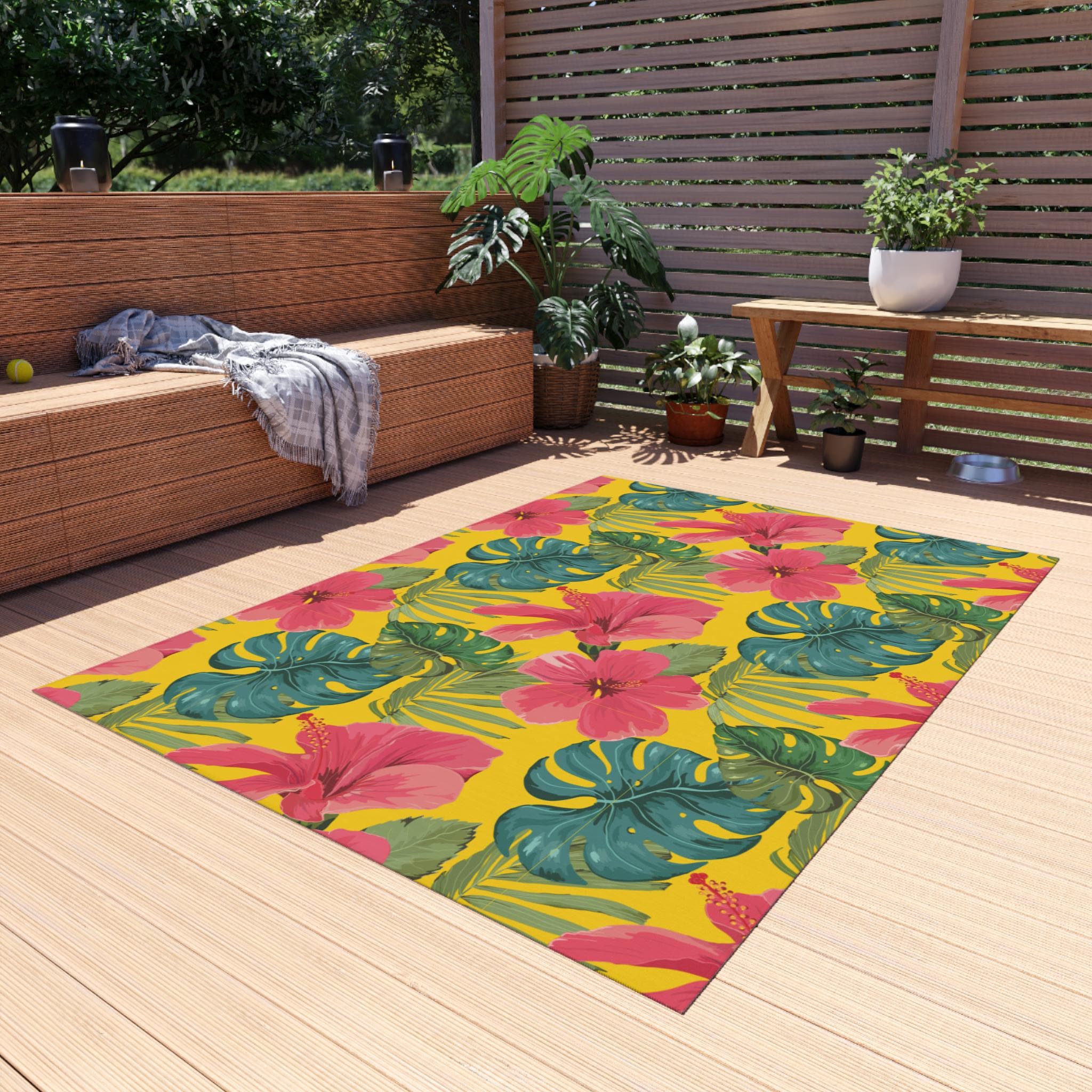 Tropical Flowers Outdoor Rug, Colorful Floral Patio Decor - Etsy