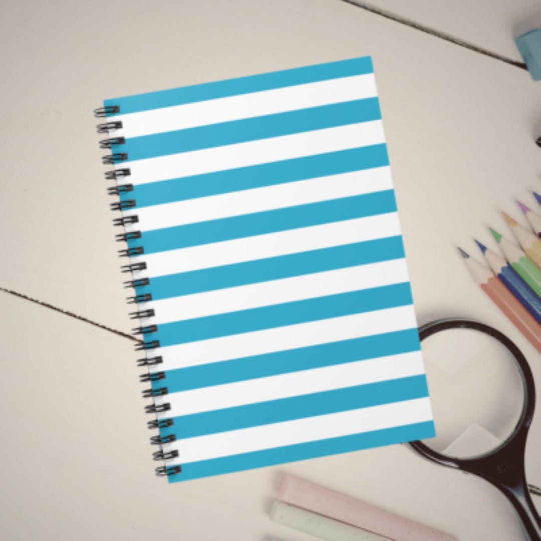 Blue and White Striped Spiral Notebook - Ruled Line - Etsy