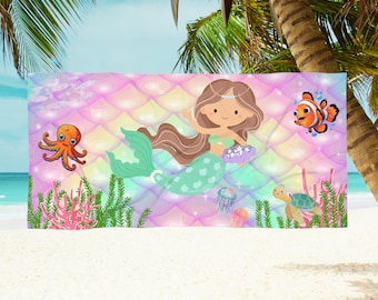 Toalla de playa de sirena: toalla extragrande para niños de secado rápido