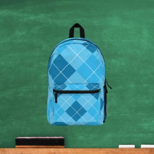 Sac à dos bleu sur bleu à losanges pour la rentrée scolaire Old School